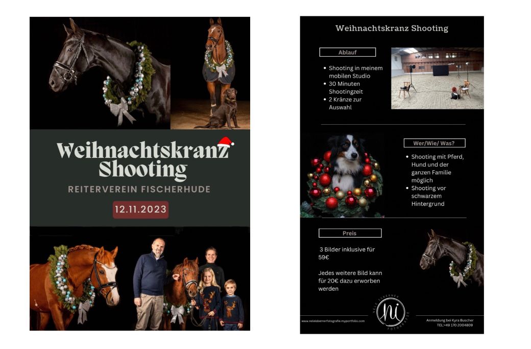 Weihnachtskranz Pferde Photoshooting im RV-Fischerhude